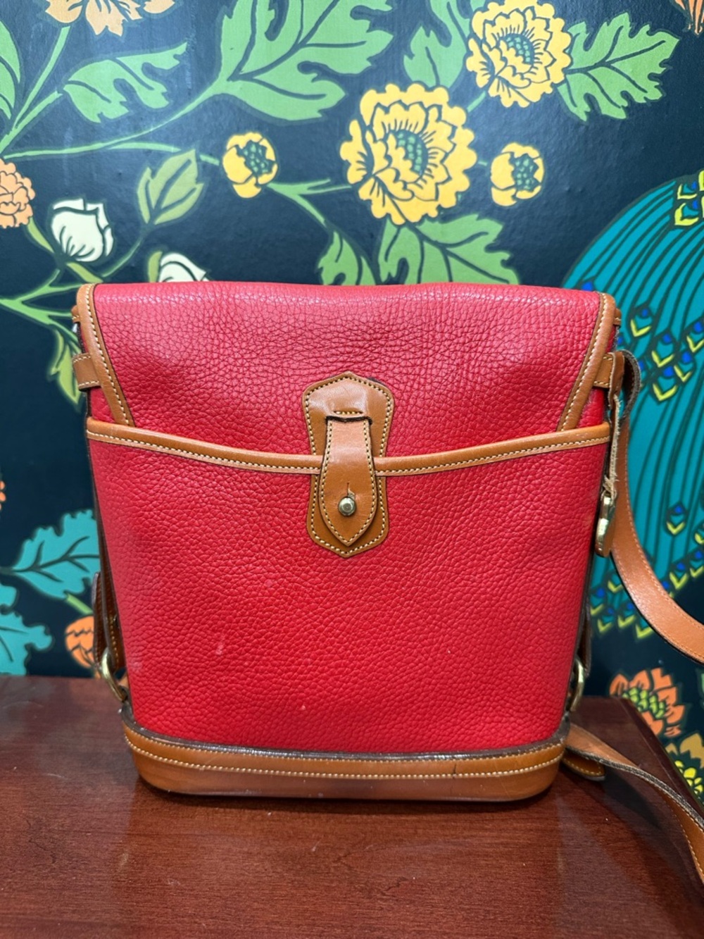 Vintage Dooney Bourke AWL Red Crossbody Bag Duck Logo USA Leather - Picture 7 of 11